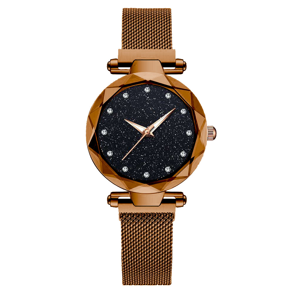 Luxe Vrouwen Horloges Dames Magnetische Sterrenhemel Klok Diamanten Vrouwelijke Quartz Horloges relogio feminino zegarek damski: Bruin