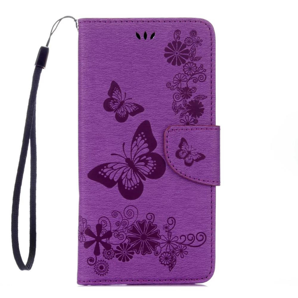 En relieve de cuero flip case para iphone6 6 s plus butteryfly retrocede plus funda cartera de cubierta para iphone7 7 5S sí mt cajas del teléfono: Purple for iPhone6 6