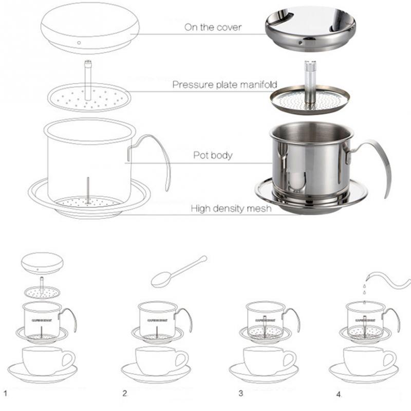 Edelstahl Vietnam Kaffee Tropf Mehrweg Filter Vietnam Kaffee Tropf Topf Tropf Tragbare Kaffee Filter Tasse