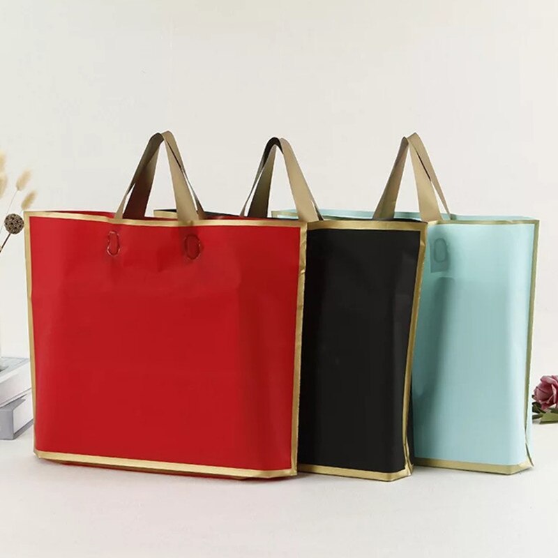 50pcs 33x24x6cm Thick Large Plastic Shopping Bags Boutique Clothing Packaging Plastic Bag with Handle High.