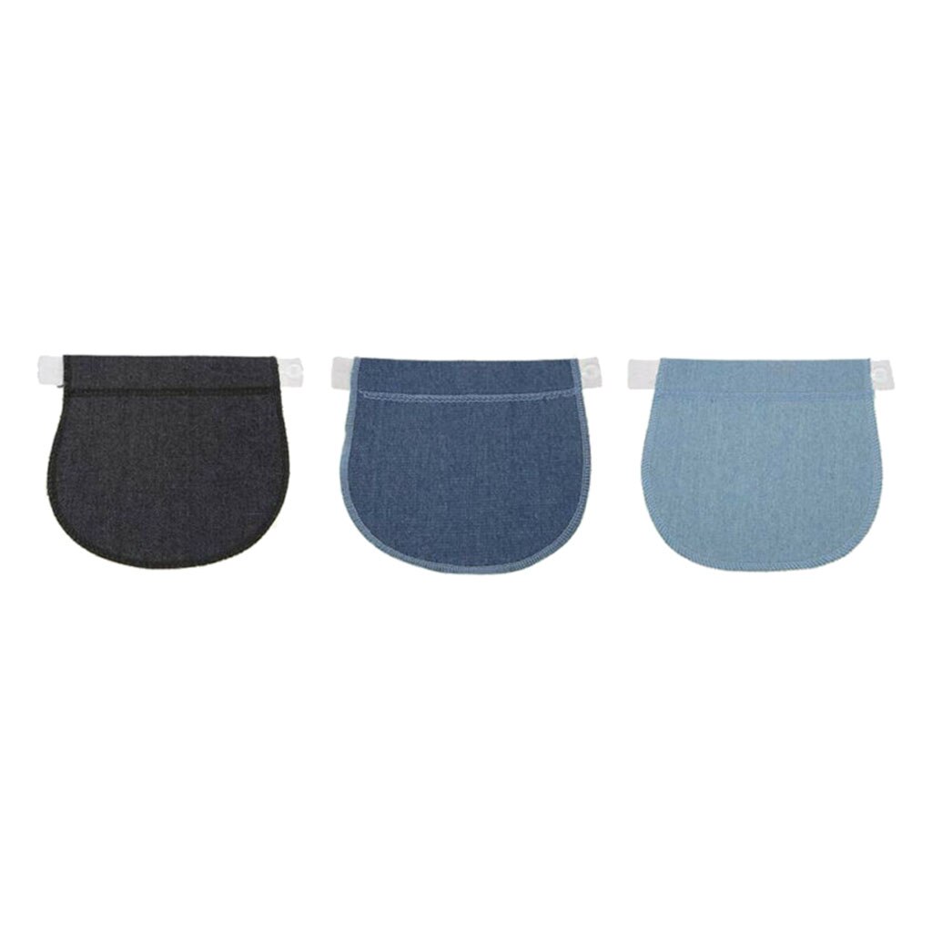 Estensori regolabili del bottone dei pantaloni dell'estensore della cintura di gravidanza 3PCS per le donne incinte/madri in attesa/pancia della birra: Gray Denim Blue