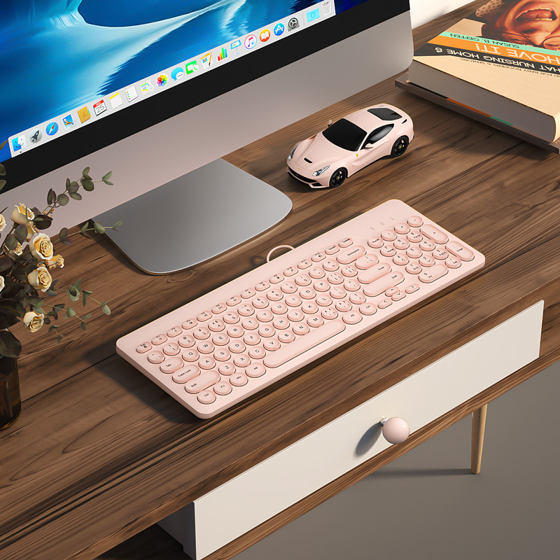 2,4G Drahtlose Tastatur Und Maus Kombination Tragbare Gaming Tastatur Mute-Taste Mini Tastatur Und Maus Kit PC Gamer LaptopUSB: Lila