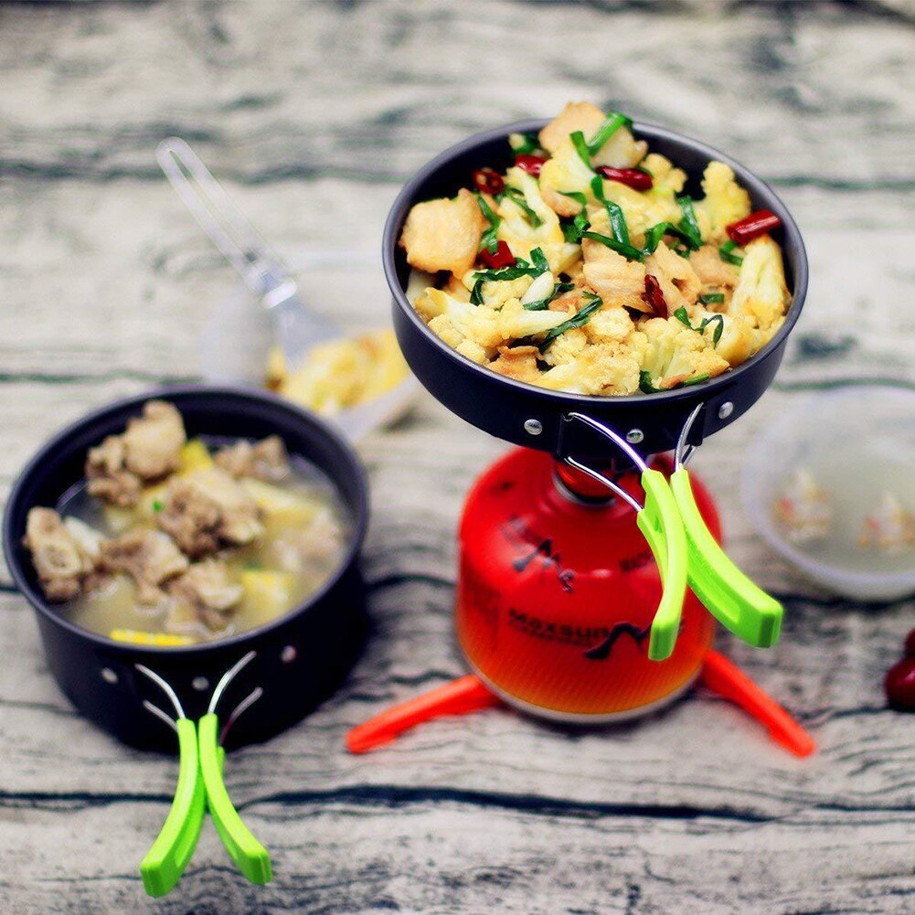 Utensilios de cocina portátiles para acampar, Juego de tetera para 2-3 personas, equipo de cocina para exteriores, juego de vajilla, utensilios de cocina, suministros de Picnic para senderismo