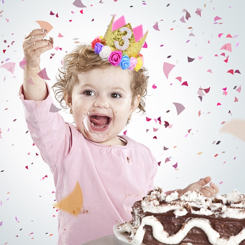 Roze kroon bloemen haarband baby jongen meisje hoofddeksel kinderen hoofdband babyshower 1 2 3 jaar oud haaraccessoires
