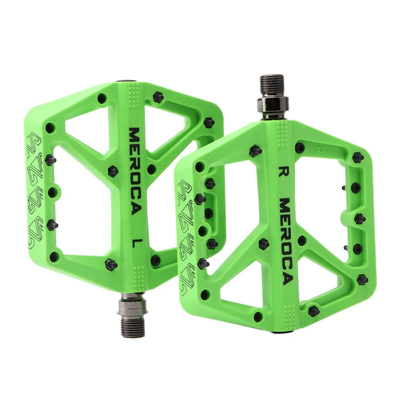 MEROCA-pedales planos ultraligeros para bicicleta de montaña, antideslizantes, accesorios para bicicleta de carretera: Green