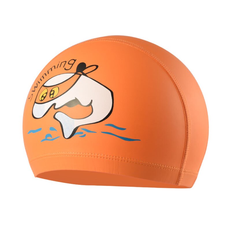 Casquette de piscine pour enfants, chapeau de protection en forme de dauphin, bouchon d&#39;oreille, étanche, pour garçons et filles, accessoire de plongée: Orange