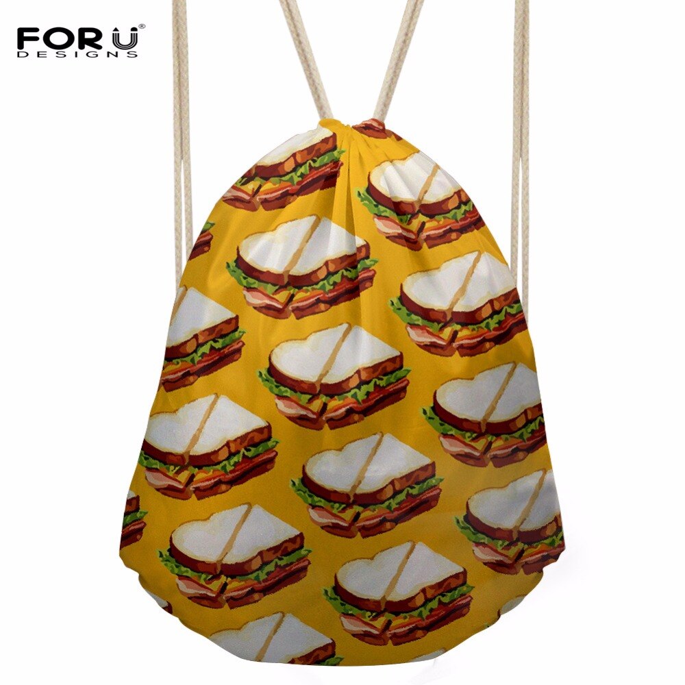 Forudesigns mochila feminina damestas met s 3d voedselpuzzelprint, klein trekkoordtasje, casual trekkoordtasje, zakje met zakken voor meisjes