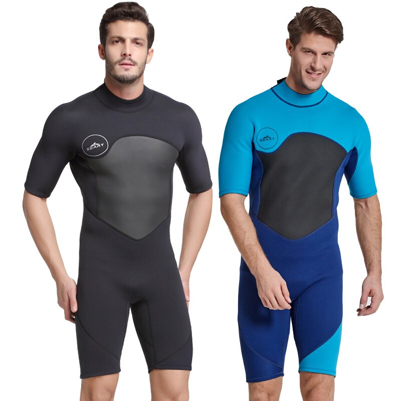 Herren-shorty-neoprenanzug, 2mm stück , neopren, kurzarm, reißverschluss hinten, hält warm im kalten wasser beim schnorcheln und surfen