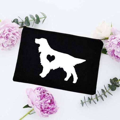 Fun Liefde Hond Afdrukken Cosmetische Zakken Make Pouch Canvas Herbruikbare Purse Beauty Bag Organizer Toilettas Tassen Eco Wassen Pouch: W03384-TBBK-D