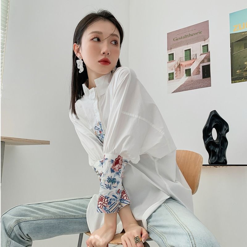 Blusa de seda china clásica para mujer, camisa de manga larga, partes de arriba con estampado de flores, traje tang, ropa china antigua, qipao,