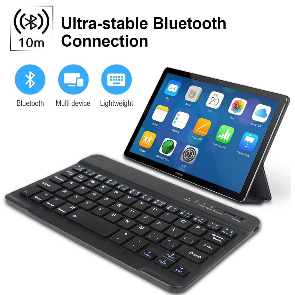 Teclado inalámbrico Bluetooth, Mini teclado ruso para ipad, tableta, teclado de goma compatible con Windows IOS Android