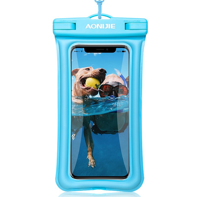 Aonijiefloatable vandtæt telefon sag tør taske cover mobiltelefon pose til flod trekking svømning strand dykning drifting: Himmelblå