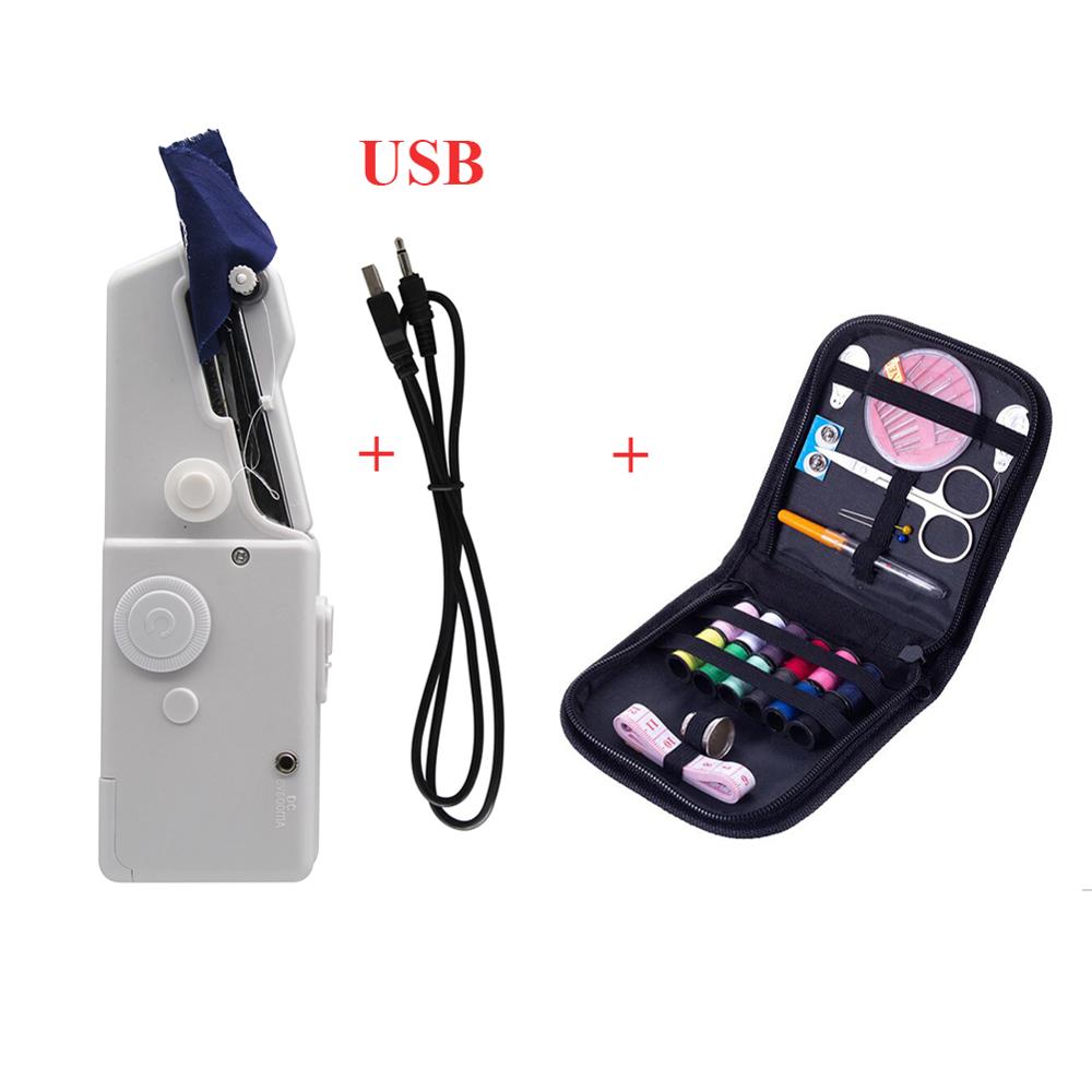 Portable Sewing Machine Mini Handheld Sewing Machine Cordless Electric Stitch Household Tool for Fabric Clothing Kids Cloth: D