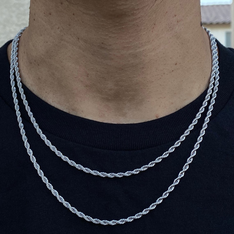 Mode Mannen Touw Ketting Ketting 3Mm Breedte Rvs Ketting Ketting Voor Mannen Sieraden Kraag Hombre