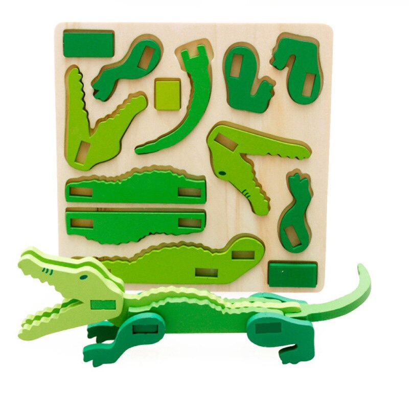 Giocattoli per bambini Puzzle 3D in legno cartone animato modello animale blocchi per bambini giocattoli educativi precoci per giochi per bambini: Crocodile