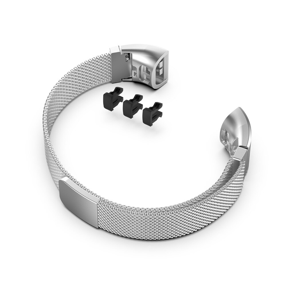 Rustfrit stål armbånd smart armbåndsrem til huawei band 4 pro ter -b29s: Sølv