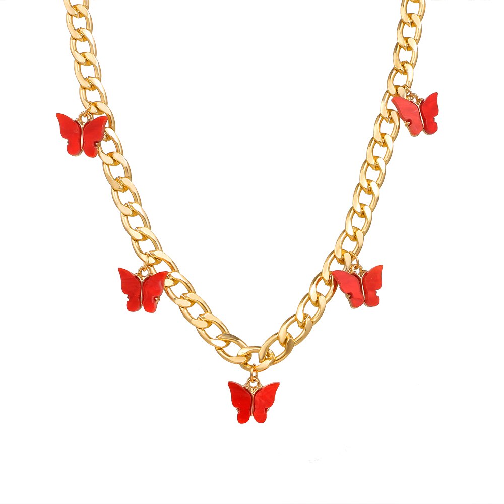 FNIO Butterfly Neck Pendants Women&#39;s Choker Gold Color Necklace On The Neck Chain Chocker Punk Jewelry Kpop Collar For Girl: FN11-1317-05