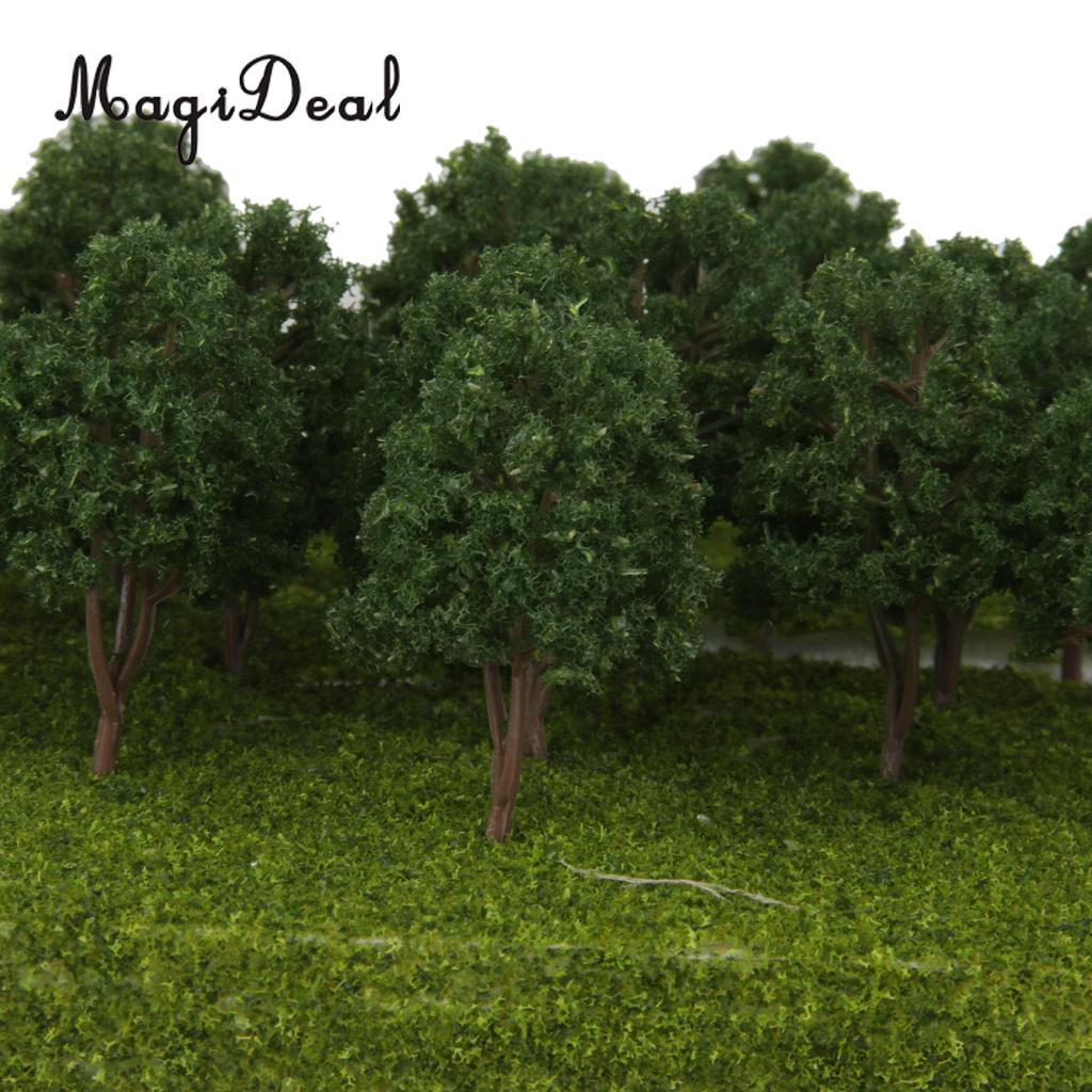 MagiDeal 20Pcs/Pack Dark Green Model Trees N Scale Train Park Railroad Railway Layout Wargame Scenery Scene Diorama Toys 7.5cm