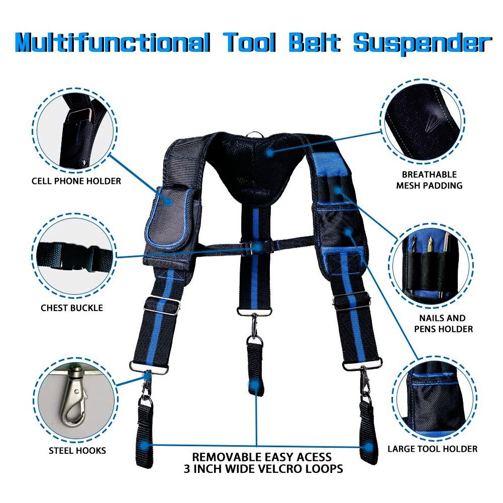 Heavy Work Tool Belt Suspender Tooling Braces Men Y-Shaped Adjustable Hanging Electrician Tool suspenders Reducing Weight Strap