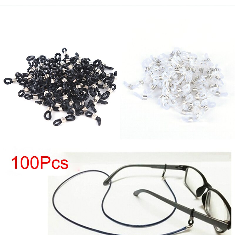 100 pz/lotto occhiali catena di collegamento in Silicone occhiali catena antiscivolo anello di gomma cinghia estensione molla occhiali fai da te corda