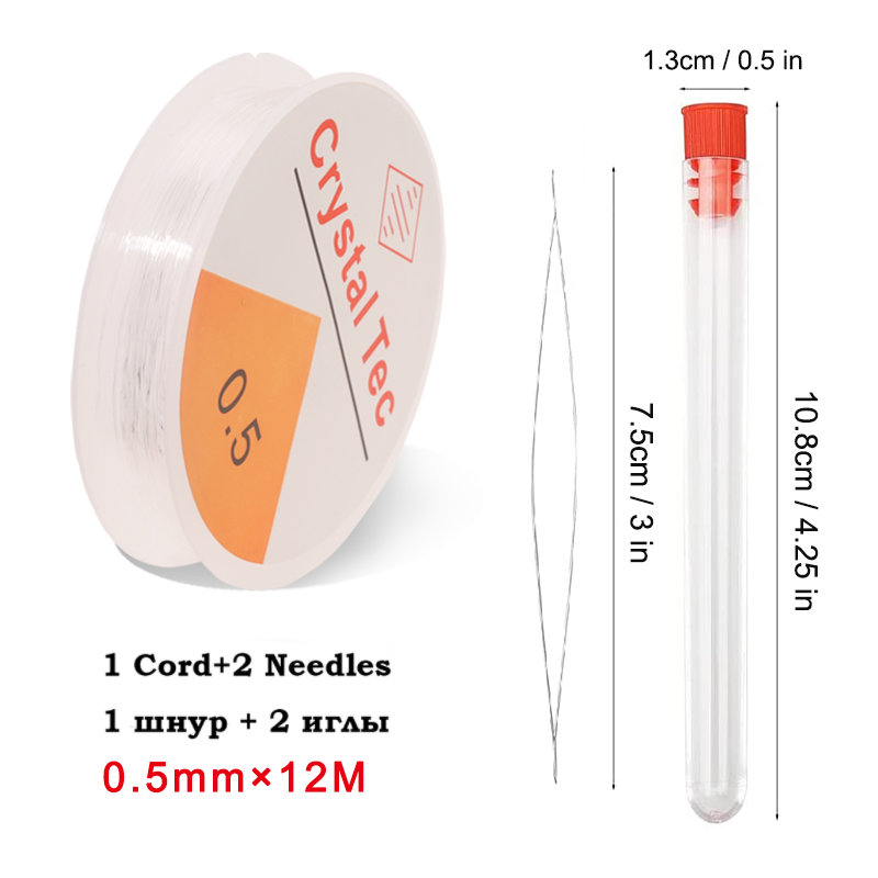 0.5-1.0mm przewód elastyczny koraliki na nitkach rozciągliwy sznurek Fibre Crafting Line do tworzenia biżuterii DIY koraliki Pony koraliki bransoletki: 0.5mm 12m 2Needles