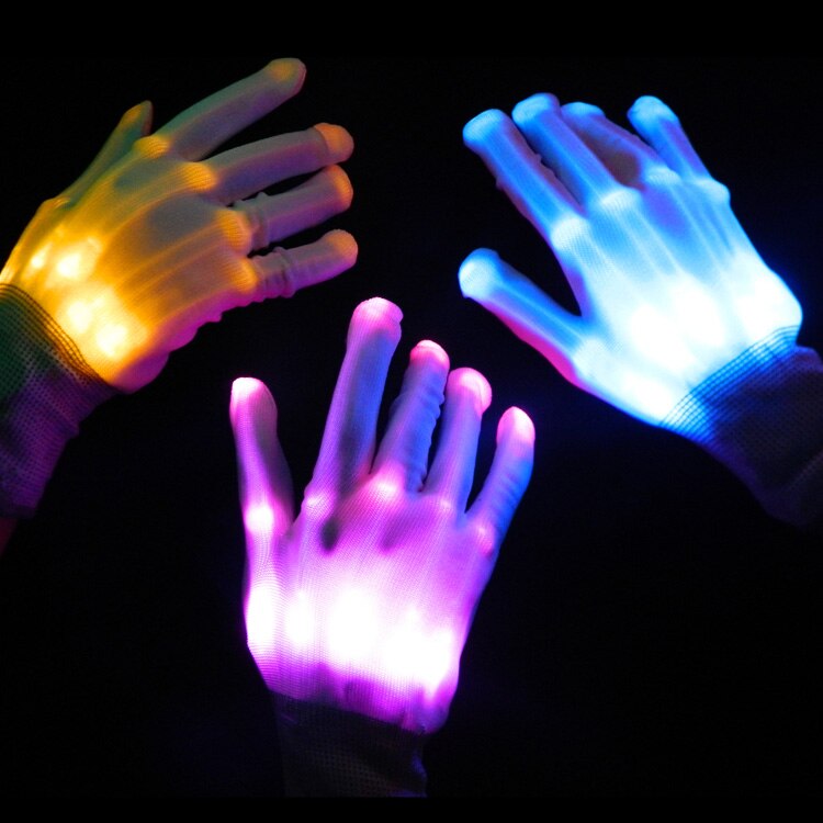 Led Kleurrijke Neon Guantes Gloeiende Halloween Party Licht Rekwisieten Lichtgevende Knipperende Schedel Handschoenen Stage Kostuum Kerst Diy Decor