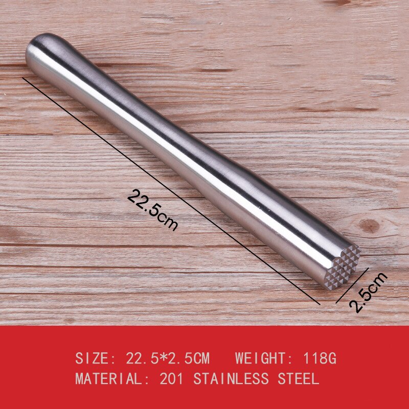 Lemon Stainless Steel Broken Popsicle Bar Mixer Bar Mojito Cocktail DIY Drink Fruit Muddler Crushed Ice Barware Bar Tools: 22.5cm All steel