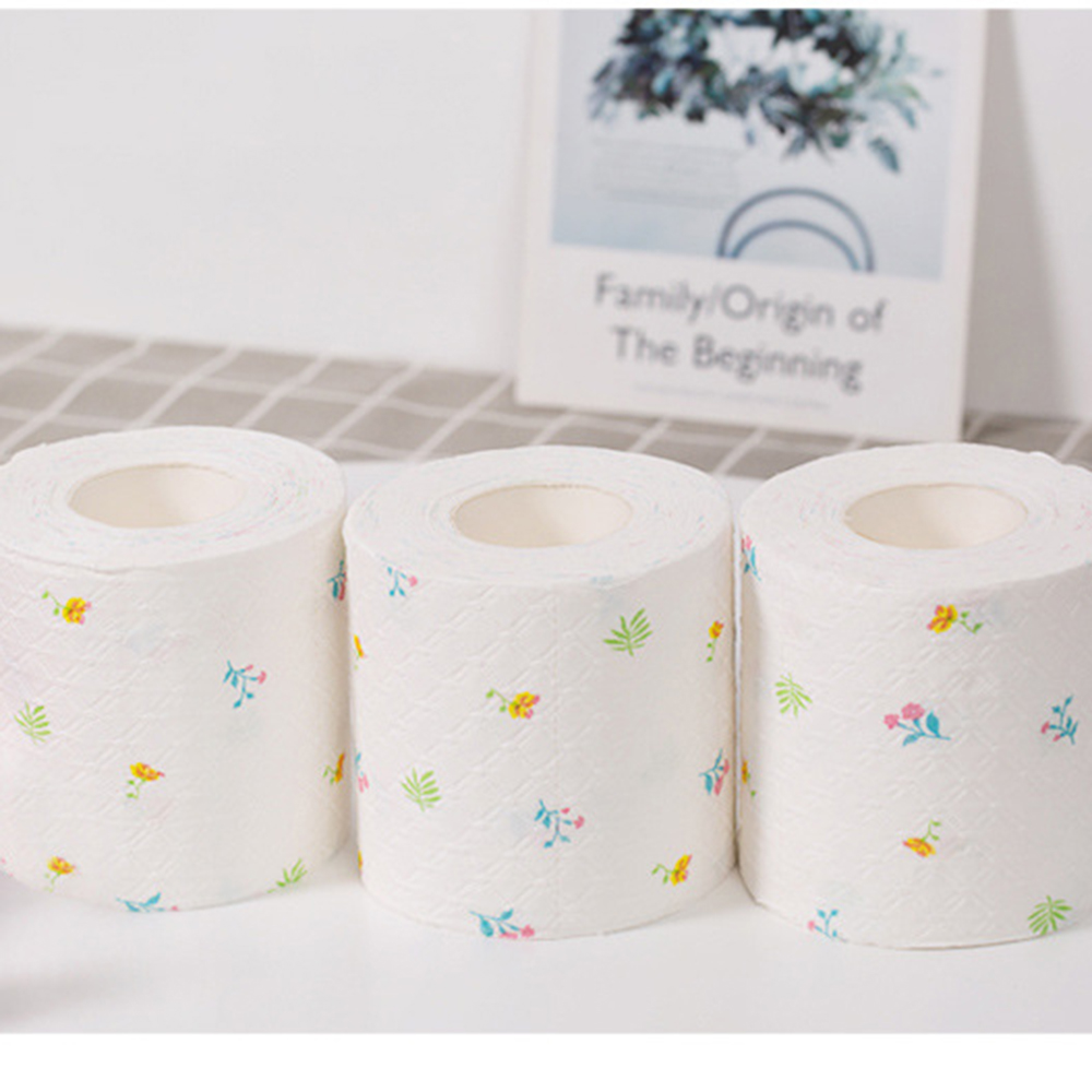 9 Roll 6 Ply Home Bath Paper Bath Printed WC Bath Soft Toilet Paper Tissue Bathroom Supplies 100g/Roll