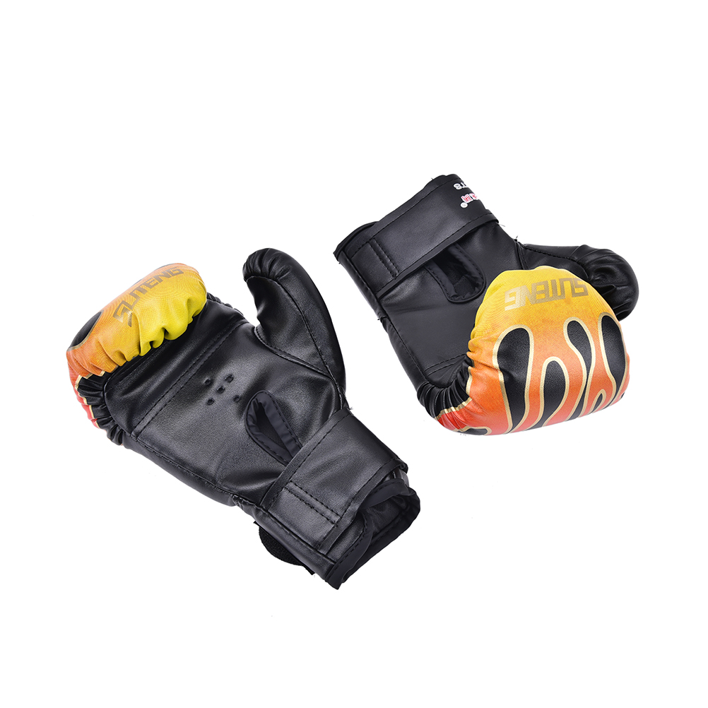 1 par PU niños de dibujos animados niño Sparring guantes de Kick Boxing de rojo Age5-12 negro/rojo/azul