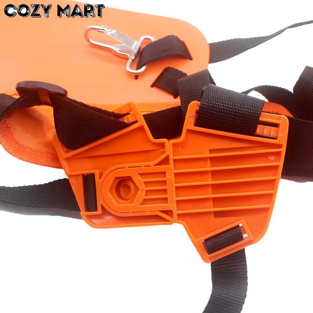 Double Shoulder Strap Grass Hedge Trimmer Brush Cutter Harness Belt Carry Hook Garden Safety Orange