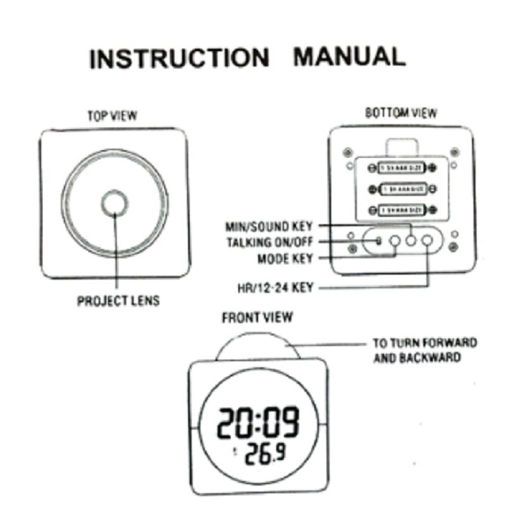LCD Projection Voice Talking Alarm Clock Backlight Electronic Digital Projector Watch Desk Thermometer Snooze Function Clock