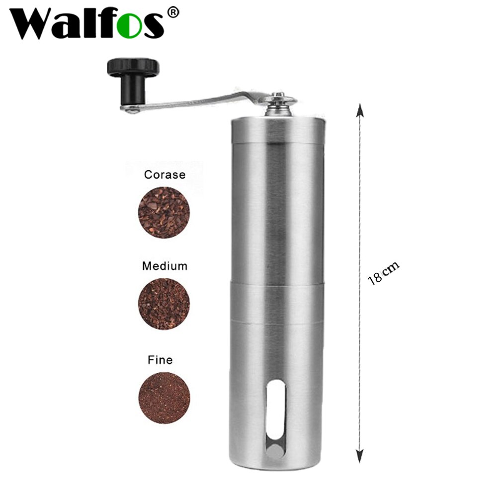 Silver Coffee Grinder Mini Stainless Steel Hand Manual Handmade Coffee Bean Grinders Mill Kitchen Grinding Coffee Making Tools: 18 cm