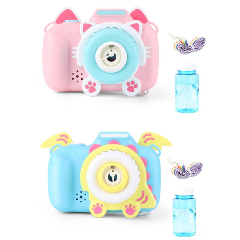 Automatische Bubble Blower Met Lichte Muziek Elektrische Cartoon Maker Camera Speelgoed Y4UD