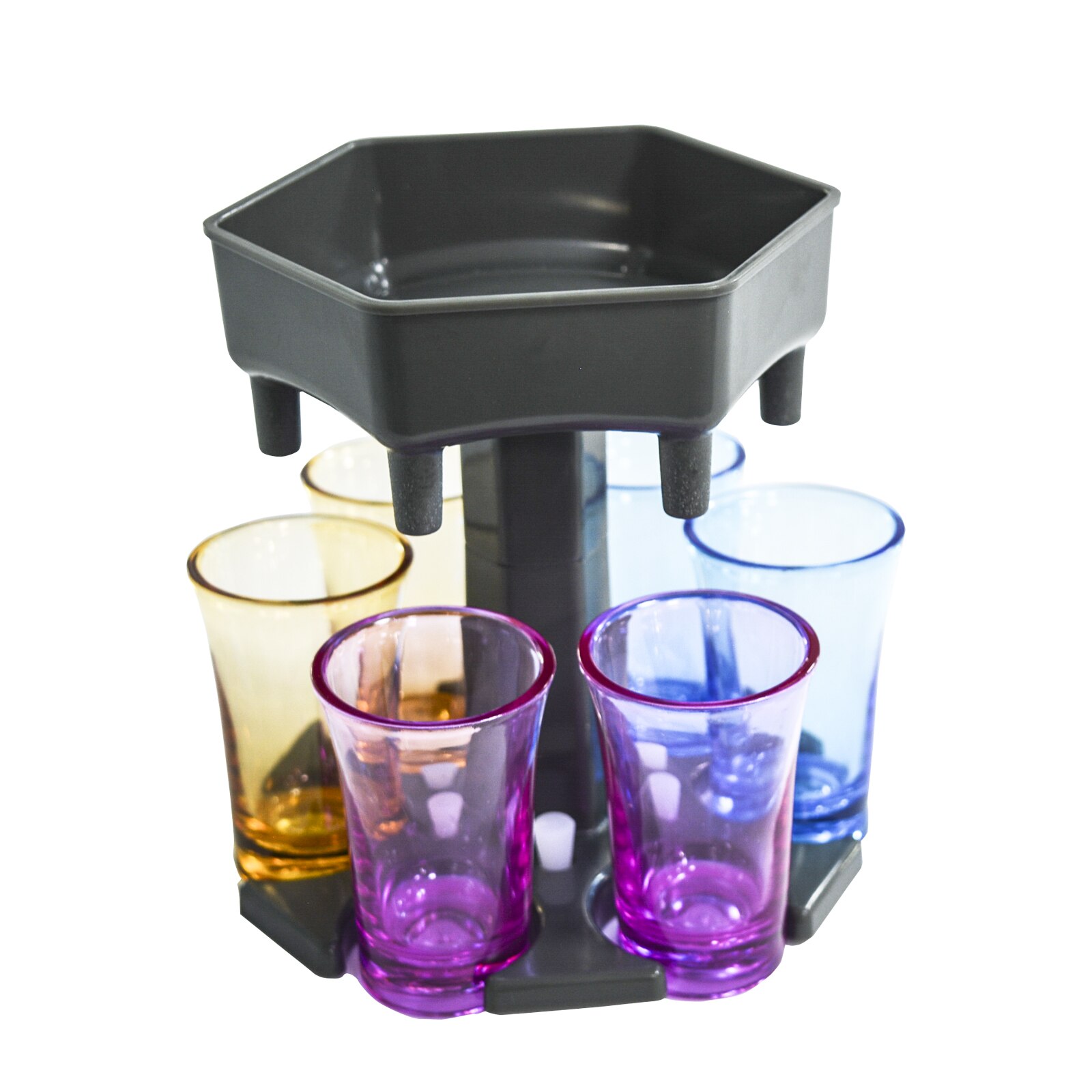Wine Dispenser Glass Holder with 6 Cups Set Whisky Beer Dispenser for Bottle Liquor Container Party Accessories Drinking Games: Grey-6 Mixcolor Cups