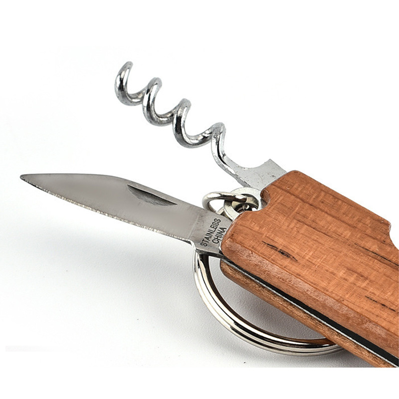 Kreatywny brelok otwieracz robić piwa butelka ze stali nierdzewnej wielofunkcyjny drewniany uchwyt korkociąg bar akcesoria imprezowe