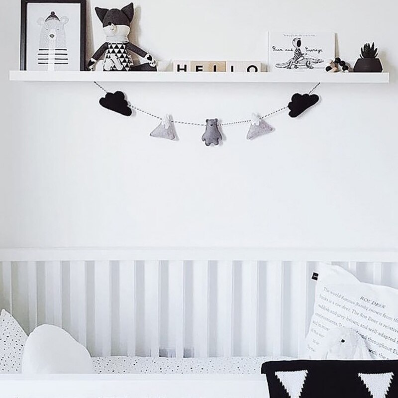 3 Styles Kids Room Decoration Hanging Wall Decor Felt Fabric Cloud Garland String Party Banner Bed Mat Baby Bunting Ornaments