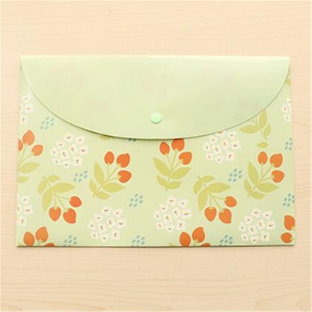 Florala4 File Folder Document Filling Bag Pvc Waterproof Stationery Bag School Office Supplies Bill Data Storage: Green-1