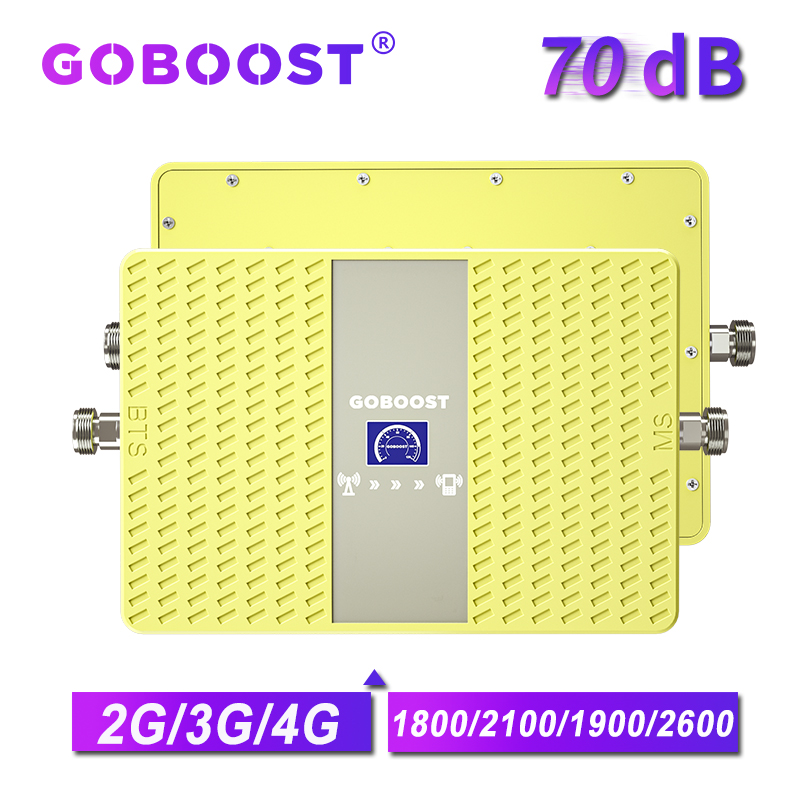 GOBOOST-AMPLIFICADOR celular de banda única, repetidor LTE 4G, 1800, 2600, B3, B7, 2G, 3G, 2100, 1900 MHz, B1, B2, ganancia de 70dB