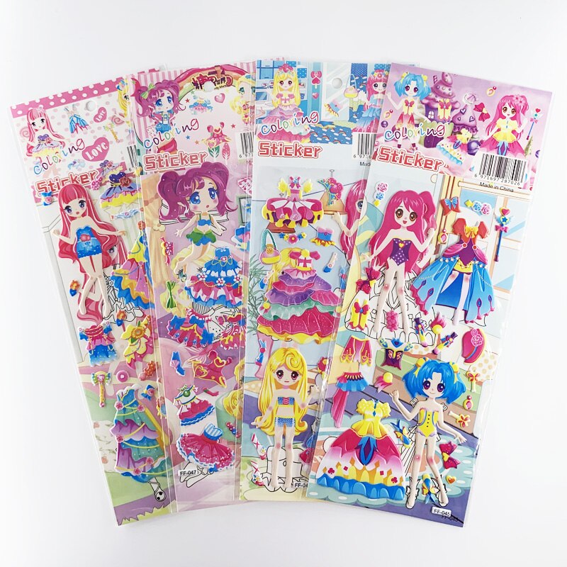 4 blätter/einstellen 3D Raum Planeten aufbringen blasiert Schaum Aufkleber für freundlicher Scrapbooking Aufkleber DIY Dekoration: Kleid hoch Mädchen B