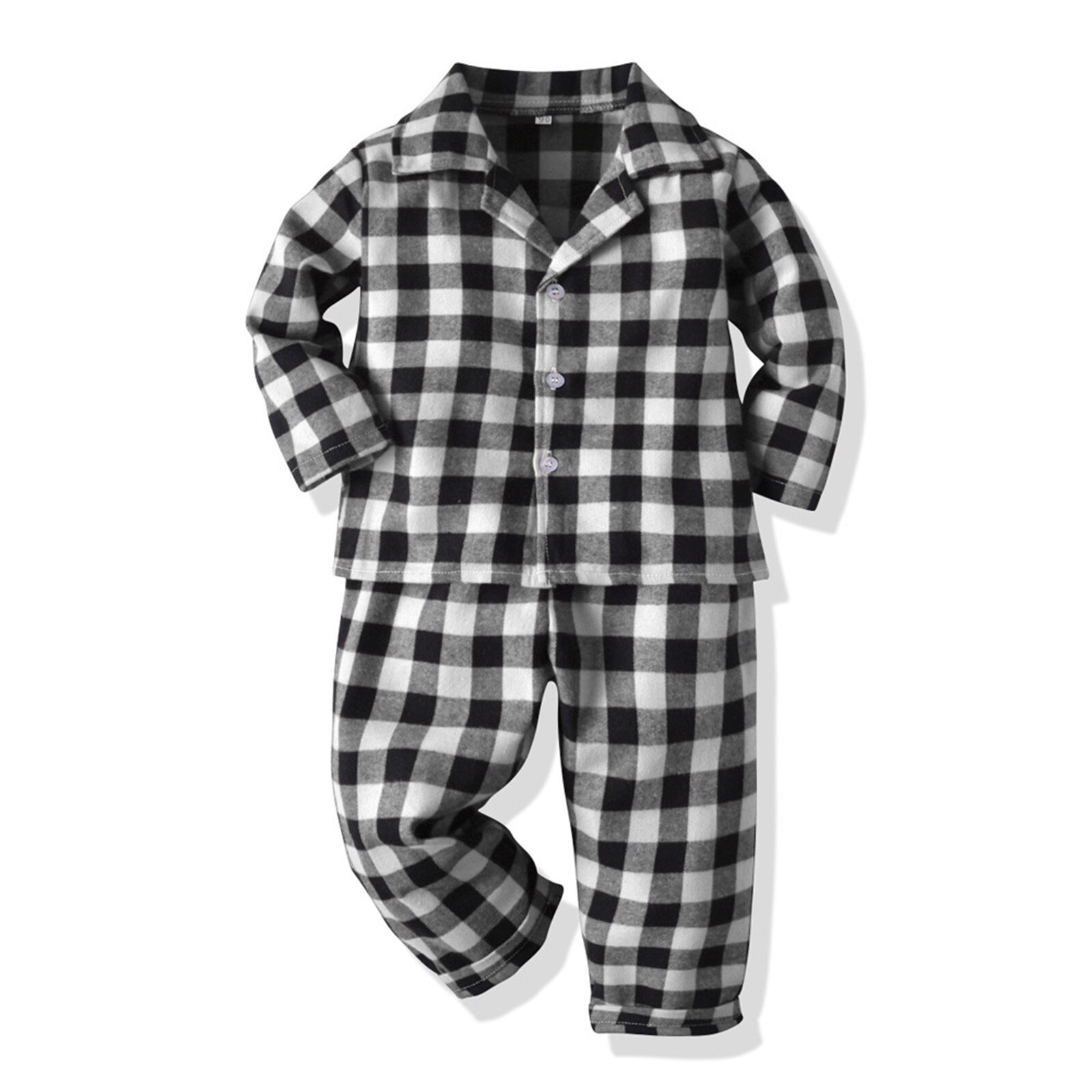#50 Toddler Kids Baby Boys Girls Plaids Print Pajamas Winter Coats Pants Outfits Set Kids Costume Baby Suit Детские Костюмы