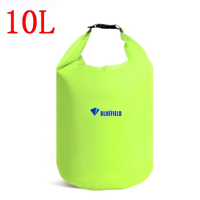 Bluefield 10L 20L draussen Schwimmen Wasserdichte Tasche Camping Rafting Lagerung Trocken Tasche mit Verstellbaren Riemen Haken 5 Farben Wahl: 10L hell Grün