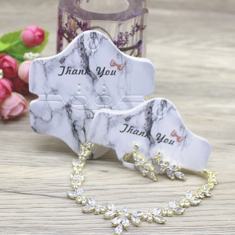 Lote de 50 Uds de horquillas de papel de varios estilos, tarjetas para exhibir joyería, collar, pendiente, colgante, tarjeta, 8x8,5 cm: thankyoumarble / 50CARD50BAG