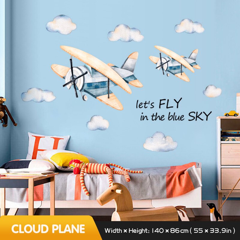 Stor tegneserie luftballon wallsticker fly klistermærker selvklæbende børneværelse dekoration boligindretning baby soveværelse indretning: Sky fly