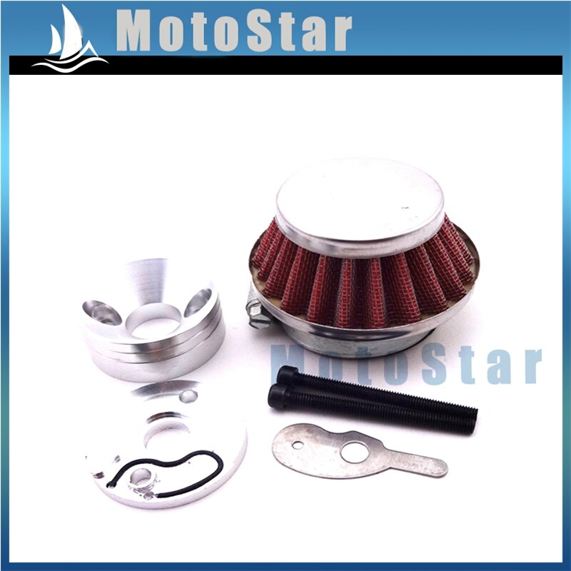 44mm Air Filter + Air Filter Adapter Stack For 2 Stroke 33cc 43cc 49cc Engine Big Foot Goped Blad Z Gas Scooter: Dark-red