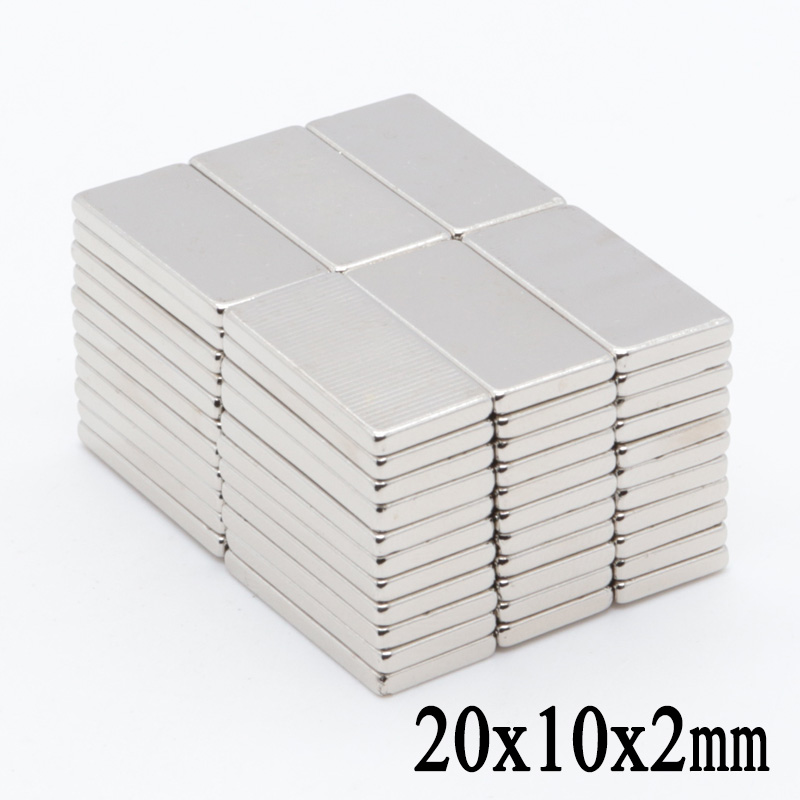 100Pcs 20x10x2mm super sterke neodymium magneet blok rechthoekige body zeldzame aarde magneet N35 dunne magneet sterke magnetische