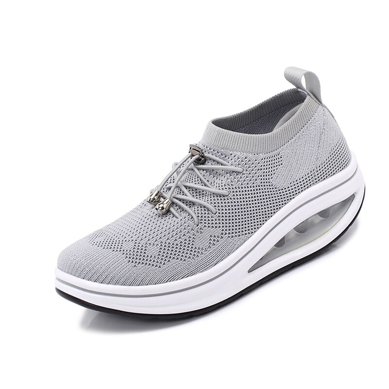 Women Toning Shoes Breathable Sock Sport Height Increasing Fitness Sneakers Ladies Outdoor Women Slimming Sneakers Trainer: Gray / 40