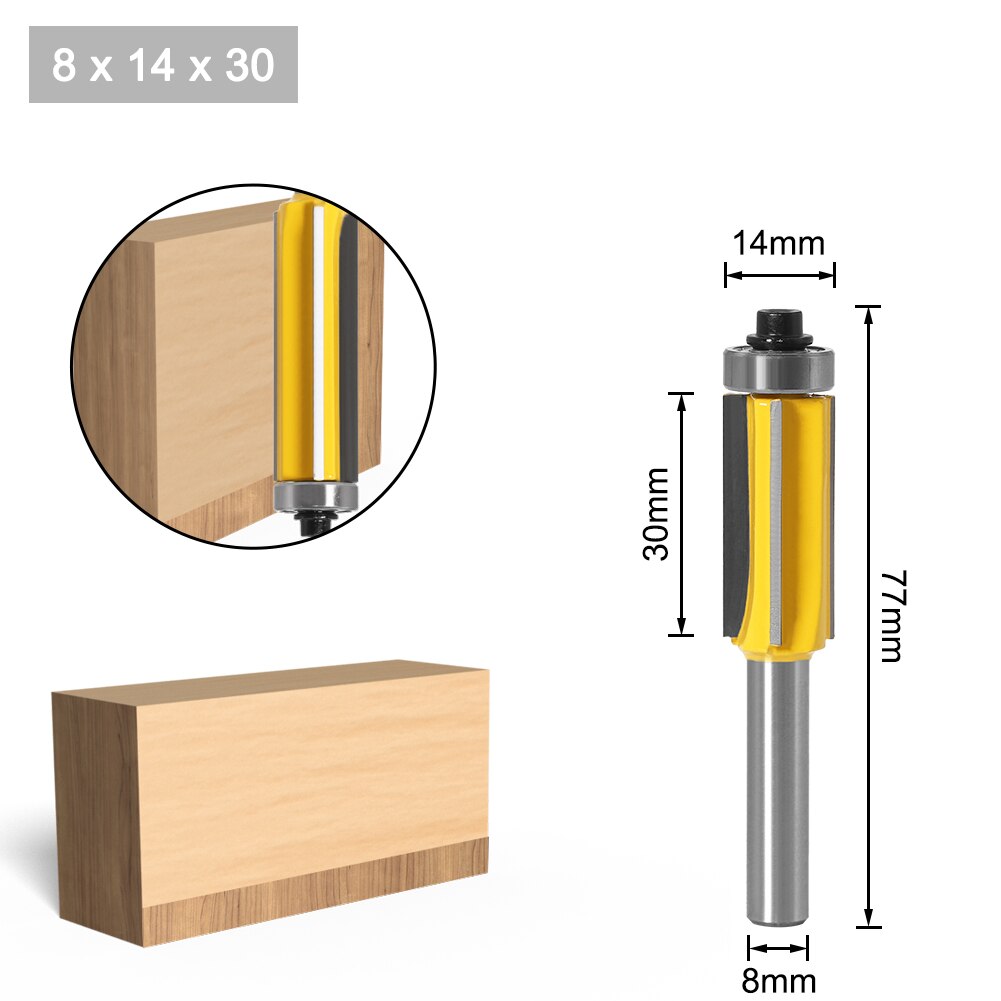 1Pc 8 Schacht Lange Blade Flush Bit Flush Trim Router Bit End Lager Voor Houtbewerking Snijgereedschap: 8X14X30-Z4