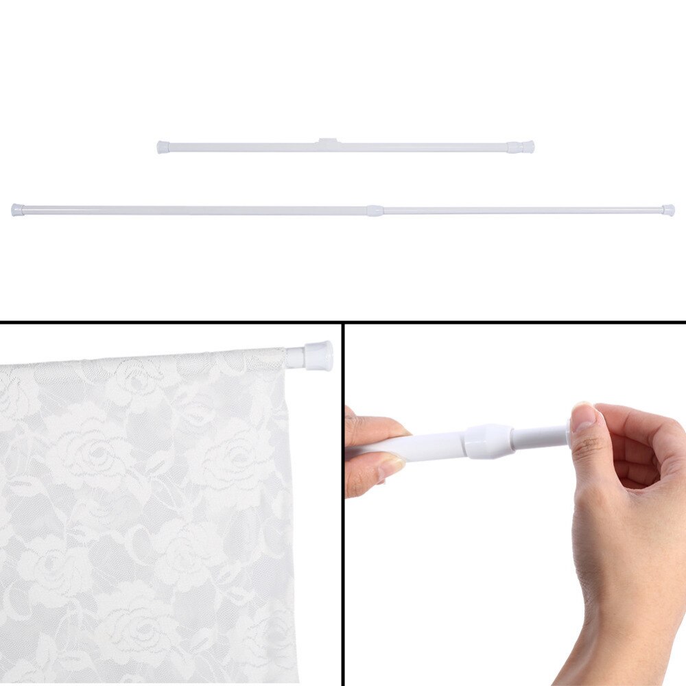Multifunctional Adjutable 55-90cm Extendable Telescopic Shower Curtain Rod White Spring Tension Bath Curtains Pole Bathroom DIY