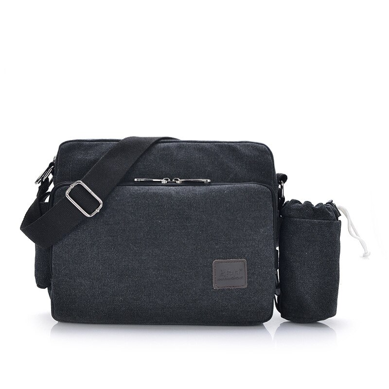 Canvas Multifunction Mens Messenger Shoulder Bags Solid Briefcases Suitcase Card Pocket For Men Women Office Outdoor Travel: Black Cup