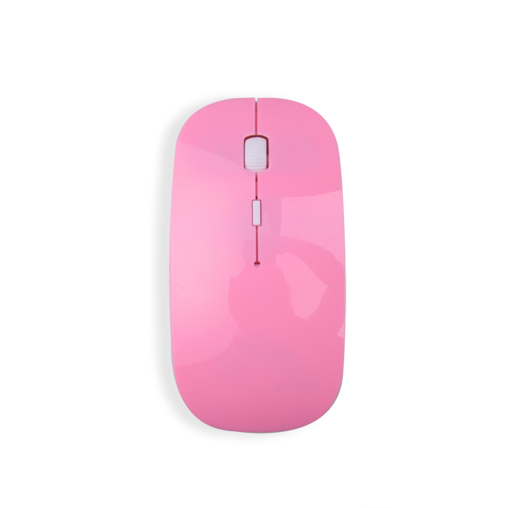 Kebidumei – Mini souris optique de jeu sans fil 2.4GHz, Ultra fine, avec récepteur USB, pour ordinateur Mac, PC portable et de bureau: Pink